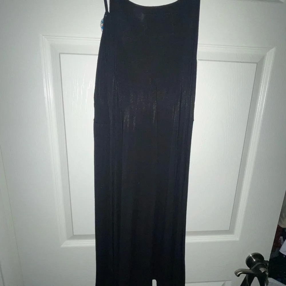 Soul Revival Black Midi Dress with Turquoise and Brown Accents - Picture 3 of 4